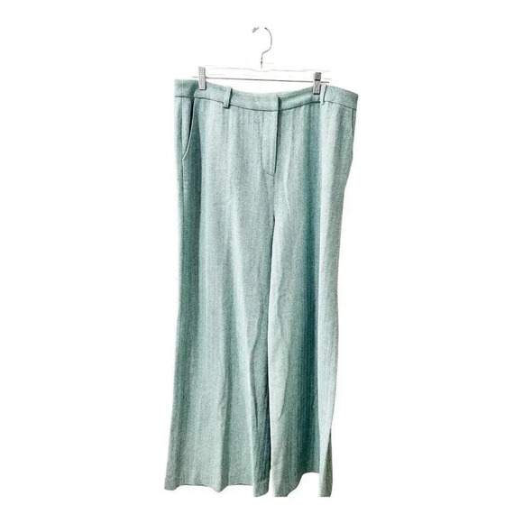 L'AGENCE Women’s Pilar Wide Leg Pant in Green Herringbone Plus Size 18 NWT - Picture 4 of 13